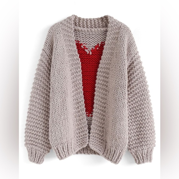 NWT NEW CHICWISH Key to My Heart Open Cardigan Chunky Knit Sweater HANDMADE XS - Picture 2 of 13
